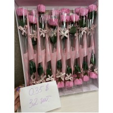 Подарочный цветок Роза в упаковке 32 шт Розовая