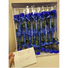 Подарочный цветок Роза в упаковке 32 шт Синяя